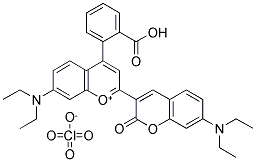 4-(2-CARBOXYPHENYL)-7-DIETHYLAMINO-2-(7-DIETHYLAMINO-2-OXOCHROMAN-3-YL)-CHROMYLIUM PERCHLORATE Struktur