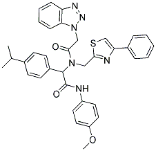 2-(2-(1H-BENZO[D][1,2,3]TRIAZOL-1-YL)-N-((4-PHENYLTHIAZOL-2-YL)METHYL)ACETAMIDO)-2-(4-ISOPROPYLPHENYL)-N-(4-METHOXYPHENYL)ACETAMIDE Struktur