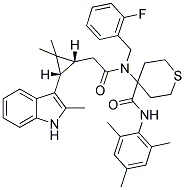 4-(2-((1R,3S)-2,2-DIMETHYL-3-(2-METHYL-1H-INDOL-3-YL)CYCLOPROPYL)-N-(2-FLUOROBENZYL)ACETAMIDO)-N-MESITYL-TETRAHYDRO-2H-THIOPYRAN-4-CARBOXAMIDE Struktur