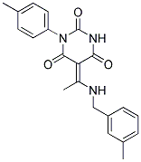 (5E)-5-{1-[(3-METHYLBENZYL)AMINO]ETHYLIDENE}-1-(4-METHYLPHENYL)PYRIMIDINE-2,4,6(1H,3H,5H)-TRIONE Struktur