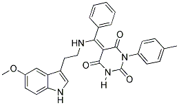 5-[(E)-{[2-(5-METHOXY-1H-INDOL-3-YL)ETHYL]AMINO}(PHENYL)METHYLIDENE]-1-(4-METHYLPHENYL)-2,4,6(1H,3H,5H)-PYRIMIDINETRIONE Struktur