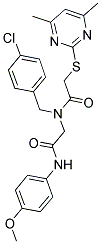 2-((4-CHLOROBENZYL){2-[(4,6-DIMETHYL-2-PYRIMIDINYL)SULFANYL]ACETYL}AMINO)-N-(4-METHOXYPHENYL)ACETAMIDE Struktur