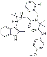 2-(2-((1R,3S)-2,2-DIMETHYL-3-(2-METHYL-1H-INDOL-3-YL)CYCLOPROPYL)-N-(2-FLUOROBENZYL)ACETAMIDO)-N-(4-METHOXYPHENYL)-2-METHYLPROPANAMIDE Struktur