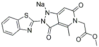 SODIUM 2-(1,3-BENZOTHIAZOL-2-YL)-5-(2-METHOXY-2-OXOETHYL)-4-METHYL-3-OXO-3,5-DIHYDRO-2H-PYRAZOLO[4,3-C]PYRIDIN-6-OLATE Struktur