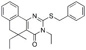 2-(BENZYLSULFANYL)-3,5-DIETHYL-5-METHYL-5,6-DIHYDROBENZO[H]QUINAZOLIN-4(3H)-ONE Struktur