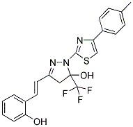 3-[(E)-2-(2-HYDROXYPHENYL)VINYL]-1-[4-(4-METHYLPHENYL)-1,3-THIAZOL-2-YL]-5-(TRIFLUOROMETHYL)-4,5-DIHYDRO-1H-PYRAZOL-5-OL Struktur