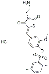 2,5-DIMETHYL-BENZENESULFONIC ACID 4-[3-(2-AMINO-ETHYL)-2,4-DIOXO-THIAZOLIDIN-5-YLIDENEMETHYL]-2-METHOXY-PHENYL ESTER HYDROCHLORIDE Struktur