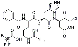 (BENZOYL-L-ARGINYL-L-HISTIDYL-D-ASPART-1-YL)CHLOROMETHANE TRIFLUOROACETATE Struktur