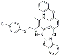 (Z)-1-(BENZO[D]THIAZOL-2-YL)-4-(1-(5-CHLORO-2-PHENOXYPHENYLAMINO)ETHYLIDENE)-3-((4-CHLOROPHENYLTHIO)METHYL)-1H-PYRAZOL-5(4H)-ONE Struktur