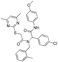 2-(4-CHLOROPHENYL)-2-(2-(4,6-DIMETHYLPYRIMIDIN-2-YLTHIO)-N-(2-METHYLBENZYL)ACETAMIDO)-N-(4-METHOXYPHENYL)ACETAMIDE Struktur