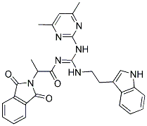 (E)-N-((2-(1H-INDOL-3-YL)ETHYLAMINO)(4,6-DIMETHYLPYRIMIDIN-2-YLAMINO)METHYLENE)-2-(1,3-DIOXOISOINDOLIN-2-YL)PROPANAMIDE Struktur