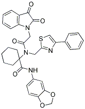 N-(BENZO[D][1,3]DIOXOL-5-YL)-1-(2-(2,3-DIOXOINDOLIN-1-YL)-N-((4-PHENYLTHIAZOL-2-YL)METHYL)ACETAMIDO)CYCLOHEXANECARBOXAMIDE Struktur