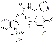 (Z)-N-(3-(BENZYLAMINO)-1-(1-(N,N-DIMETHYLSULFAMOYL)-1H-INDOL-3-YL)-3-OXOPROP-1-EN-2-YL)-3,4-DIMETHOXYBENZAMIDE Struktur