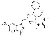 5-[{[2-(5-METHOXY-1H-INDOL-3-YL)ETHYL]IMINO}(PHENYL)METHYL]-1,3-DIMETHYL-2,4,6(1H,3H,5H)-PYRIMIDINETRIONE Struktur