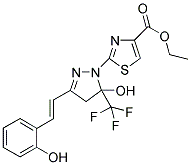 ETHYL 2-[5-HYDROXY-3-[(E)-2-(2-HYDROXYPHENYL)VINYL]-5-(TRIFLUOROMETHYL)-4,5-DIHYDRO-1H-PYRAZOL-1-YL]-1,3-THIAZOLE-4-CARBOXYLATE Struktur