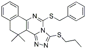 11-(BENZYLSULFANYL)-4,4-DIMETHYL-1-(PROPYLSULFANYL)-4,5-DIHYDROBENZO[H][1,2,4]TRIAZOLO[4,3-C]QUINAZOLINE Struktur