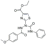 ETHYL 2-[1-(ANILINOCARBONYL)-2-(4-METHOXYBENZOYL)HYDRAZINO]-1,3-THIAZOLE-4-CARBOXYLATE Struktur