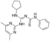 N-{(1Z)-(CYCLOPENTYLAMINO)[(4,6-DIMETHYLPYRIMIDIN-2-YL)AMINO]METHYLENE}-N'-PHENYLTHIOUREA Struktur