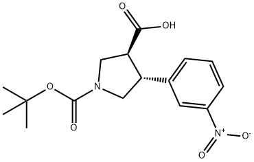 BOC-(TRANS)-4-(3-NITRO-PHENYL)-PYRROLIDINE-3-CARBOXYLIC ACID Struktur