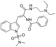 (Z)-N-(3-(2-(DIETHYLAMINO)ETHYLAMINO)-1-(1-(N,N-DIMETHYLSULFAMOYL)-1H-INDOL-3-YL)-3-OXOPROP-1-EN-2-YL)BENZAMIDE Struktur