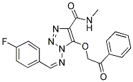 1-{[(1Z)-(4-FLUOROPHENYL)METHYLENE]AMINO}-N-METHYL-5-(2-OXO-2-PHENYLETHOXY)-1H-1,2,3-TRIAZOLE-4-CARBOXAMIDE Struktur