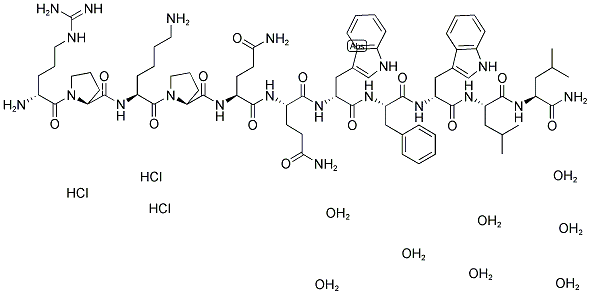 D-ARG-PRO-LYS-PRO-GLN-GLN-D-TRP-PHE-D-TRP-LEU-LEU-NH2 3HCL 8H2O Struktur