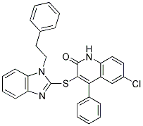 6-CHLORO-3-(1-PHENETHYL-1H-BENZO[D]IMIDAZOL-2-YLTHIO)-4-PHENYLQUINOLIN-2(1H)-ONE Struktur