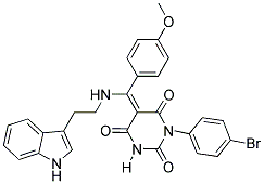 (E)-5-((2-(1H-INDOL-3-YL)ETHYLAMINO)(4-METHOXYPHENYL)METHYLENE)-1-(4-BROMOPHENYL)PYRIMIDINE-2,4,6(1H,3H,5H)-TRIONE Struktur