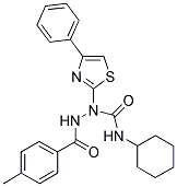 N-CYCLOHEXYL-2-(4-METHYLBENZOYL)-1-(4-PHENYL-1,3-THIAZOL-2-YL)-1-HYDRAZINECARBOXAMIDE Struktur