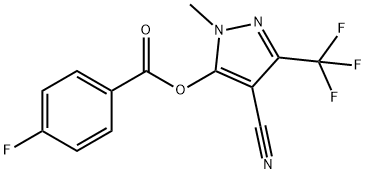 4-CYANO-1-METHYL-3-(TRIFLUOROMETHYL)-1H-PYRAZOL-5-YL 4-FLUOROBENZENECARBOXYLATE Struktur