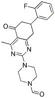 4-[7-(2-FLUOROPHENYL)-4-METHYL-5-OXO-5,6,7,8-TETRAHYDROQUINAZOLIN-2-YL]PIPERAZINE-1-CARBALDEHYDE Struktur