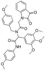 2-(2,3-DIOXOINDOLIN-1-YL)-N-(4-METHOXYBENZYL)-N-(2-(4-METHOXYPHENYLAMINO)-2-OXO-1-(3,4,5-TRIMETHOXYPHENYL)ETHYL)ACETAMIDE Struktur