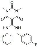 5-{ANILINO[(4-FLUOROBENZYL)AMINO]METHYLENE}-1,3-DIMETHYLPYRIMIDINE-2,4,6(1H,3H,5H)-TRIONE Struktur