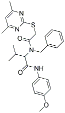 2-(BENZYL{2-[(4,6-DIMETHYL-2-PYRIMIDINYL)SULFANYL]ACETYL}AMINO)-N-(4-METHOXYPHENYL)-3-METHYLBUTANAMIDE Struktur