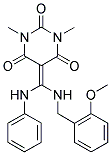 5-{ANILINO[(2-METHOXYBENZYL)AMINO]METHYLENE}-1,3-DIMETHYL-2,4,6(1H,3H,5H)-PYRIMIDINETRIONE Struktur