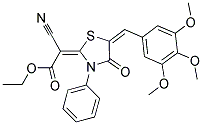 ETHYL 2-CYANO-2-{4-OXO-3-PHENYL-5-[(E)-(3,4,5-TRIMETHOXYPHENYL)METHYLIDENE]-1,3-THIAZOLIDIN-2-YLIDENE}ACETATE Struktur