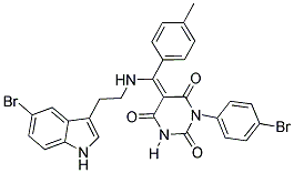 (E)-5-((2-(5-BROMO-1H-INDOL-3-YL)ETHYLAMINO)(P-TOLYL)METHYLENE)-1-(4-BROMOPHENYL)PYRIMIDINE-2,4,6(1H,3H,5H)-TRIONE Struktur