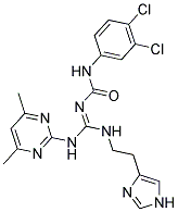 N-(3,4-DICHLOROPHENYL)-N'-((1E)-[(4,6-DIMETHYLPYRIMIDIN-2-YL)AMINO]{[2-(1H-IMIDAZOL-4-YL)ETHYL]AMINO}METHYLENE)UREA Struktur