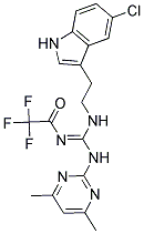 N-{(1E)-{[2-(5-CHLORO-1H-INDOL-3-YL)ETHYL]AMINO}[(4,6-DIMETHYLPYRIMIDIN-2-YL)AMINO]METHYLENE}-2,2,2-TRIFLUOROACETAMIDE Struktur