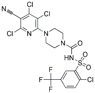 N-{[2-CHLORO-5-(TRIFLUOROMETHYL)PHENYL]SULFONYL}-4-(3,4,6-TRICHLORO-5-CYANOPYRIDIN-2-YL)PIPERAZINE-1-CARBOXAMIDE Struktur