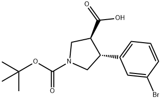 BOC-(TRANS)-4-(3-BROMO-PHENYL)-PYRROLIDINE-3-CARBOXYLIC ACID Struktur