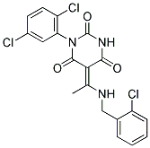 (5E)-5-{1-[(2-CHLOROBENZYL)AMINO]ETHYLIDENE}-1-(2,5-DICHLOROPHENYL)PYRIMIDINE-2,4,6(1H,3H,5H)-TRIONE Struktur