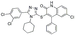 6-CHLORO-3-(4-CYCLOHEXYL-5-(3,4-DICHLOROPHENYL)-4H-1,2,4-TRIAZOL-3-YLTHIO)-4-PHENYLQUINOLIN-2(1H)-ONE Struktur