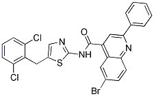 6-BROMO-N-[5-(2,6-DICHLOROBENZYL)-1,3-THIAZOL-2-YL]-2-PHENYLQUINOLINE-4-CARBOXAMIDE Struktur