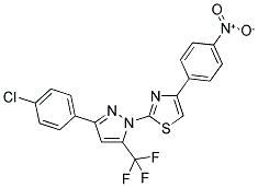 2-[3-(4-CHLOROPHENYL)-5-(TRIFLUOROMETHYL)-1H-PYRAZOL-1-YL]-4-(4-NITROPHENYL)-1,3-THIAZOLE Struktur