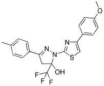 1-[4-(4-METHOXYPHENYL)-1,3-THIAZOL-2-YL]-3-(4-METHYLPHENYL)-5-(TRIFLUOROMETHYL)-4,5-DIHYDRO-1H-PYRAZOL-5-OL Struktur