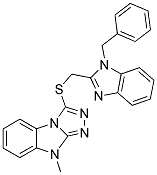 3-(1-BENZYL-1H-BENZOIMIDAZOL-2-YLMETHYLSULFANYL)-9-METHYL-9H-BENZO[4,5]IMIDAZO[2,1-C][1,2,4]TRIAZOLE Struktur