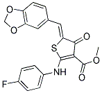 METHYL (5Z)-5-(1,3-BENZODIOXOL-5-YLMETHYLENE)-2-[(4-FLUOROPHENYL)AMINO]-4-OXO-4,5-DIHYDROTHIOPHENE-3-CARBOXYLATE Struktur