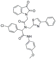 2-(4-CHLOROPHENYL)-2-(2-(2,3-DIOXOINDOLIN-1-YL)-N-((4-PHENYLTHIAZOL-2-YL)METHYL)ACETAMIDO)-N-(4-METHOXYPHENYL)ACETAMIDE Struktur