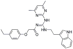 (E)-N-((2-(1H-INDOL-3-YL)ETHYLAMINO)(4,6-DIMETHYLPYRIMIDIN-2-YLAMINO)METHYLENE)-2-(4-ETHYLPHENOXY)ACETAMIDE Struktur